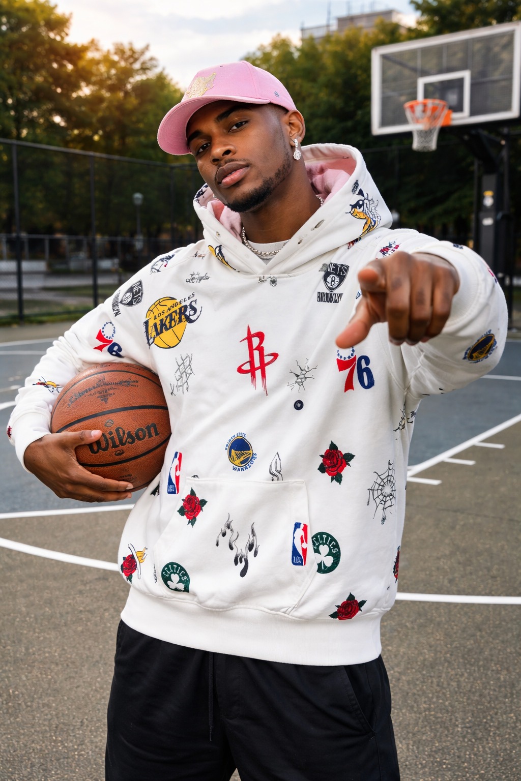 Áo Hoodie Chính Hãng - Hollister Team NBA Basketball  'White' - 355028-100