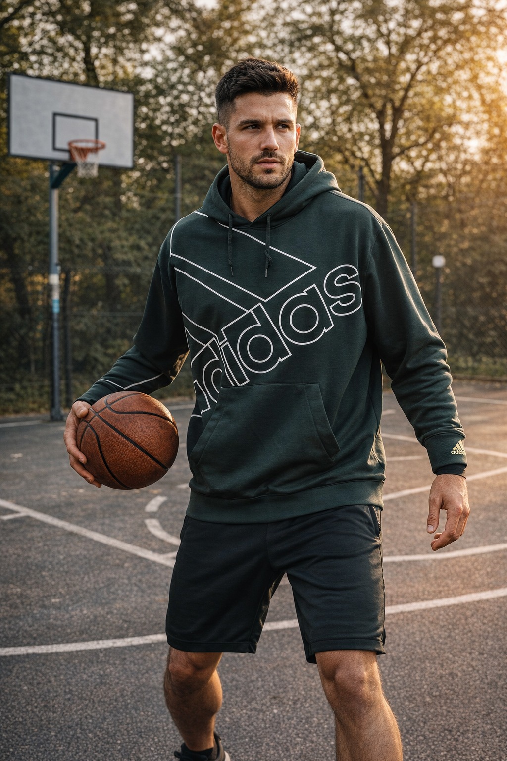 Áo Hoodie Chính Hãng - Adidas Sudadera Con Capucha Giant Logo '' Olive'' - GK9369-395