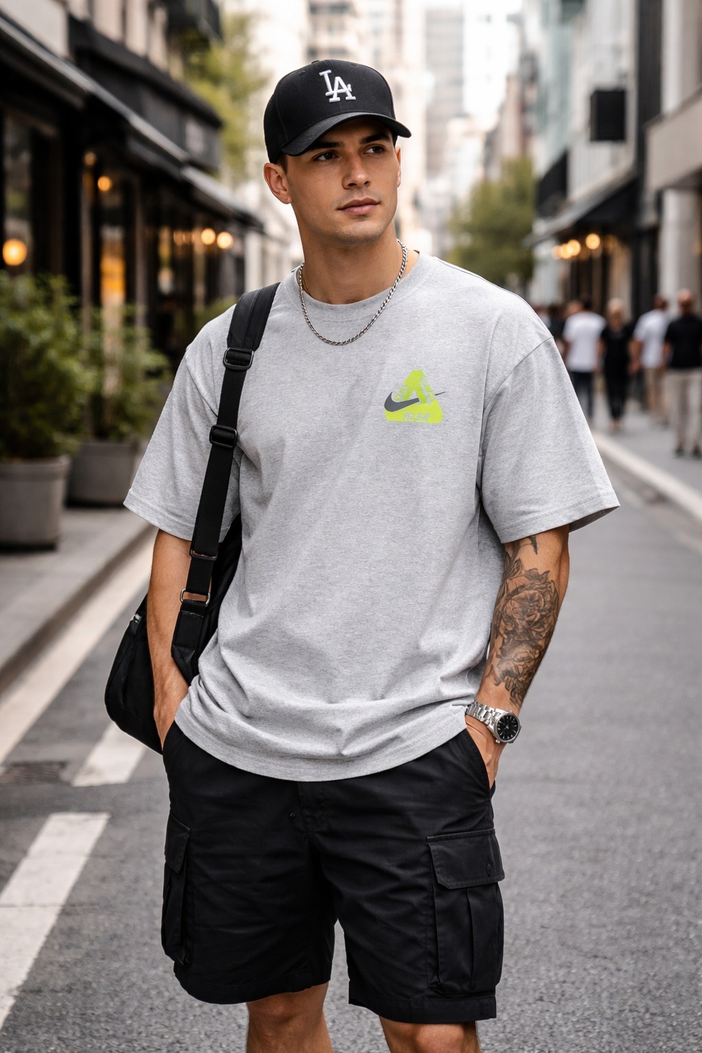 Áo Tshirts Chính Hãng - Palace x Nike Tri Swoosh T-Shirt 'Grey Marl' - P29TS274