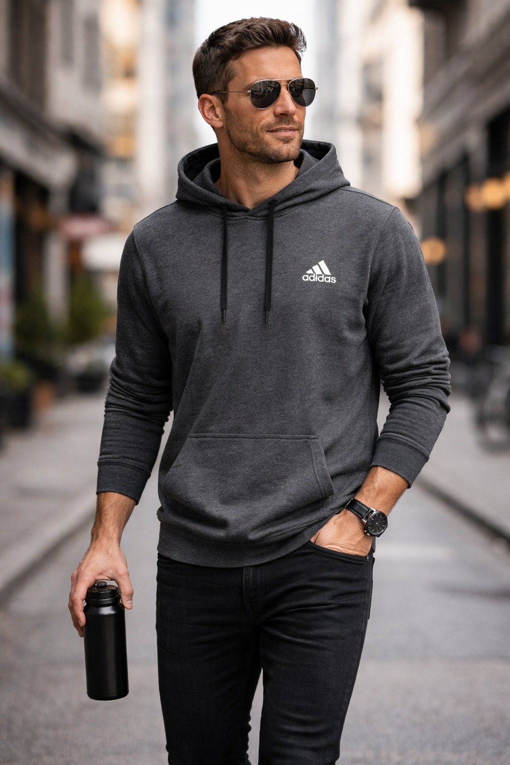 ÁO HOODIE CHÍNH HÃNG - Adidas Men's Essentials Small Logo Pullover Hoodie - 'Grey' GV0248