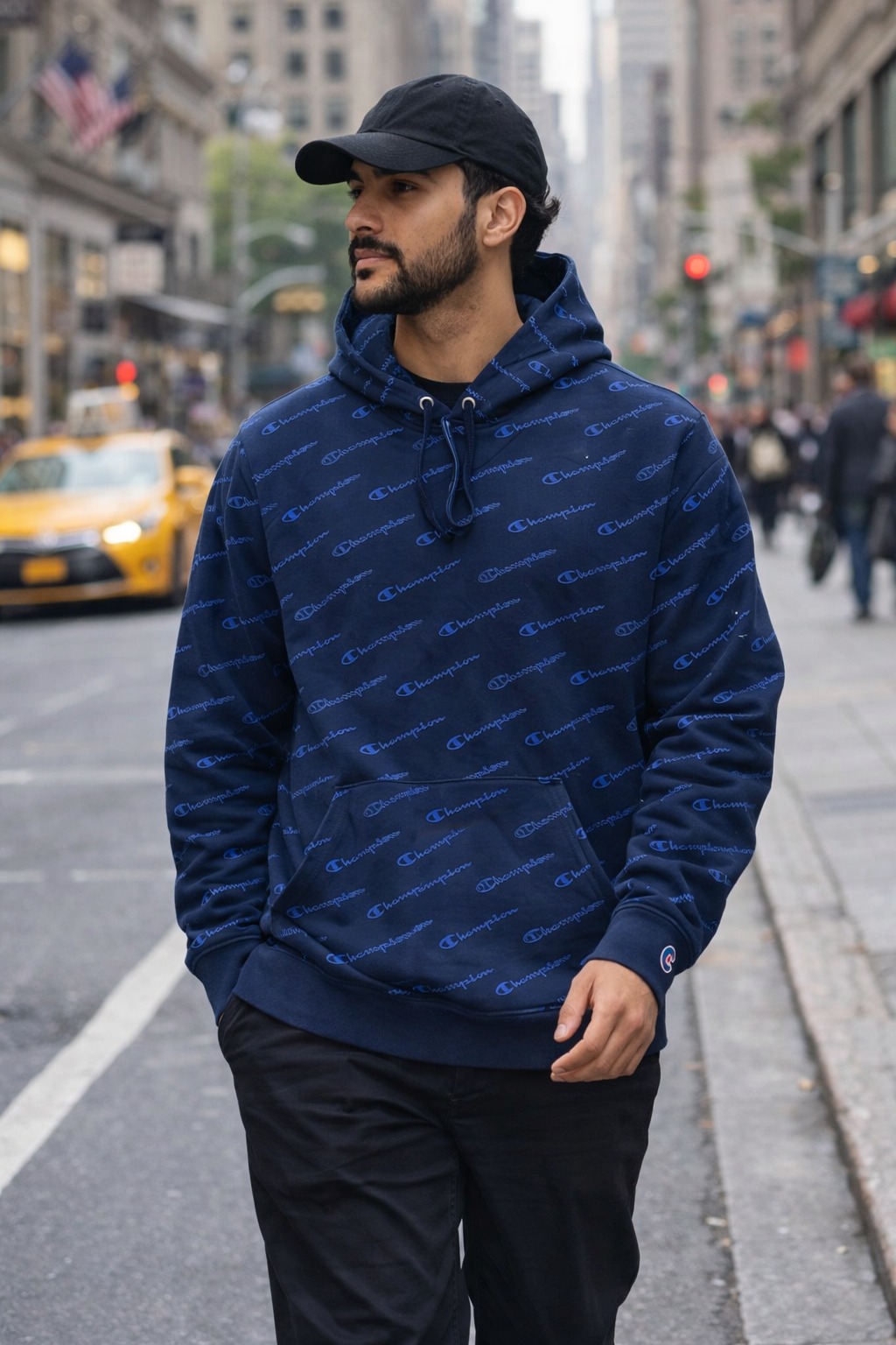 Áo Hoodie - Champion men's print pullover ' Navy ' - AM166-031