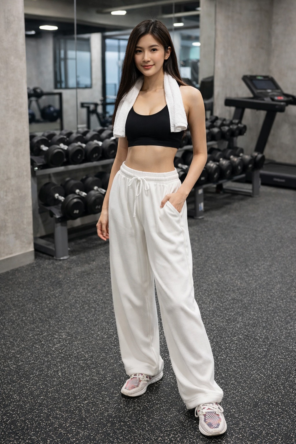 QUẦN DÀI CHÍNH HÃNG - Quần GAP Thun Nhung Tăm Women White - GAP1969