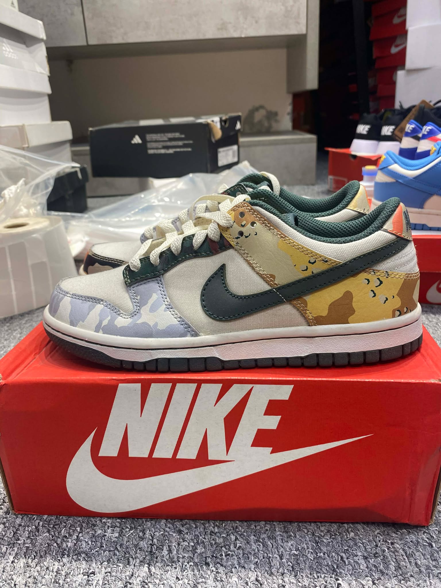 Giày Casual Chính Hãng - Nike Dunk Low SE GS 'Sail Multi Camo' - DB1909-100