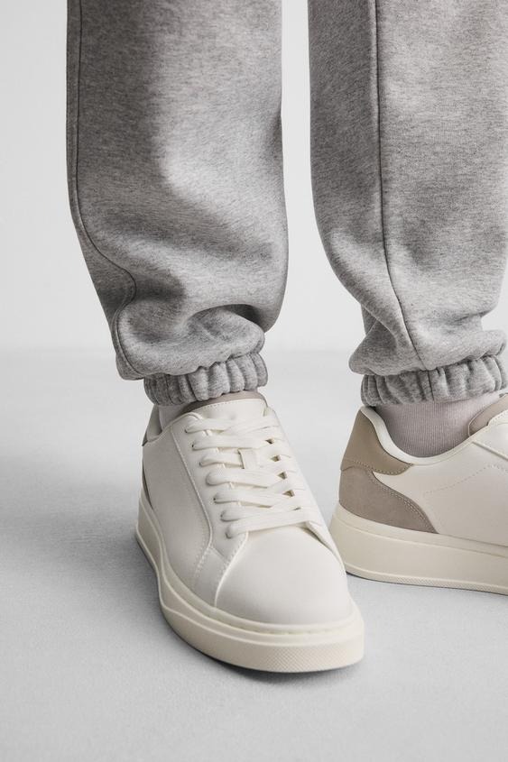 Giày Casual Chính Hãng - Giày sneaker Zara chính hãng Beige White Platform - 2248-620-102