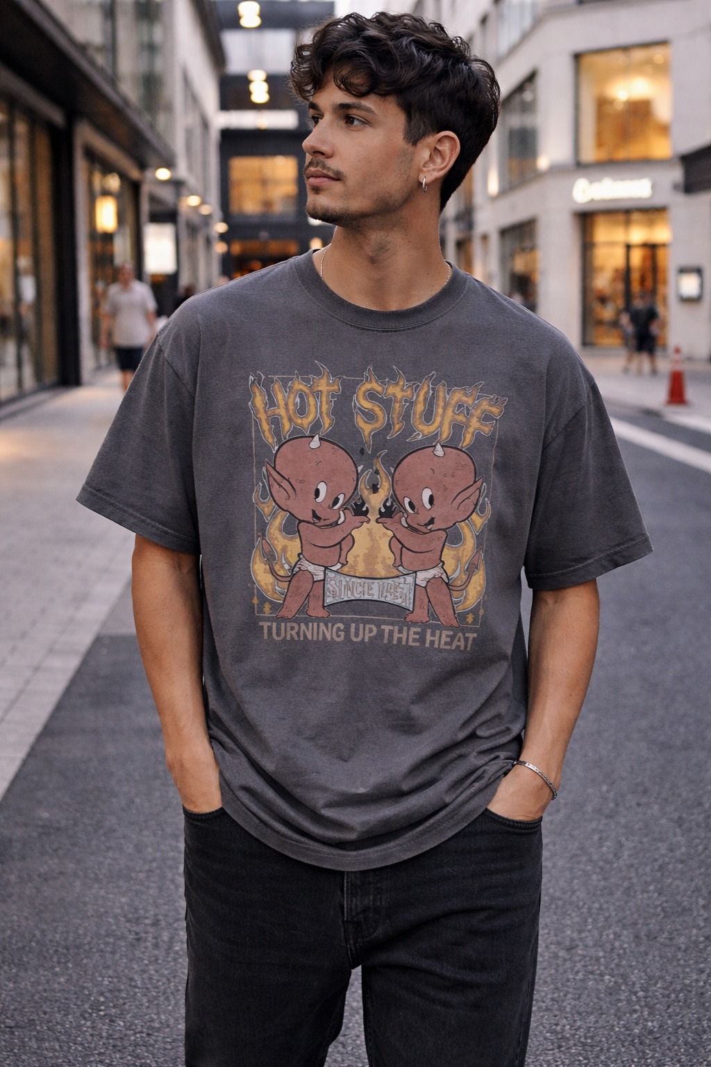 ÁO TSHIRTS CHÍNH HÃNG - TOPTEN10 HOT STUFF Wax Black - MSF3TS3002B