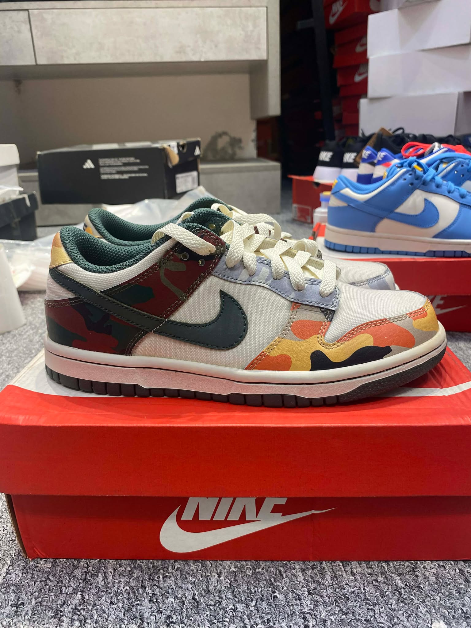 Giày Casual Chính Hãng - Nike Dunk Low SE GS 'Sail Multi Camo' - DB1909-100