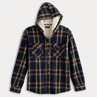 Áo Khoác Chính Hãng - Áo Khoác Đóng Cúc Nỉ Lông Cừu KOHL'S Trinity Coast Hooded 'Nâu/Navy' - DKOL243150-BRO