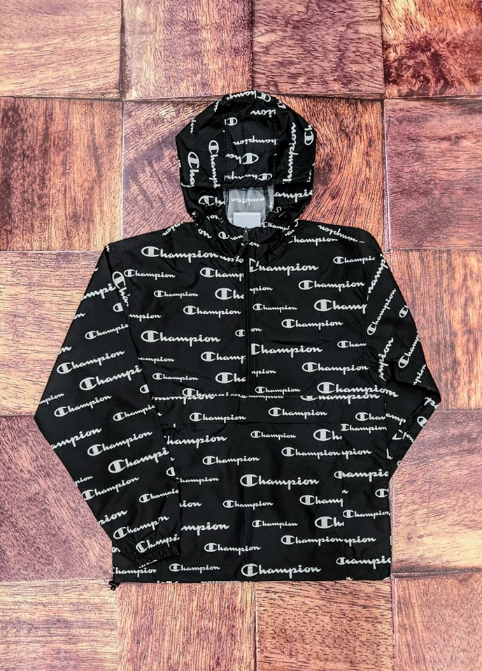 ÁO HOODIE Champion Packable Jacket Solid Scripts 'Black' AWVYA1A6W