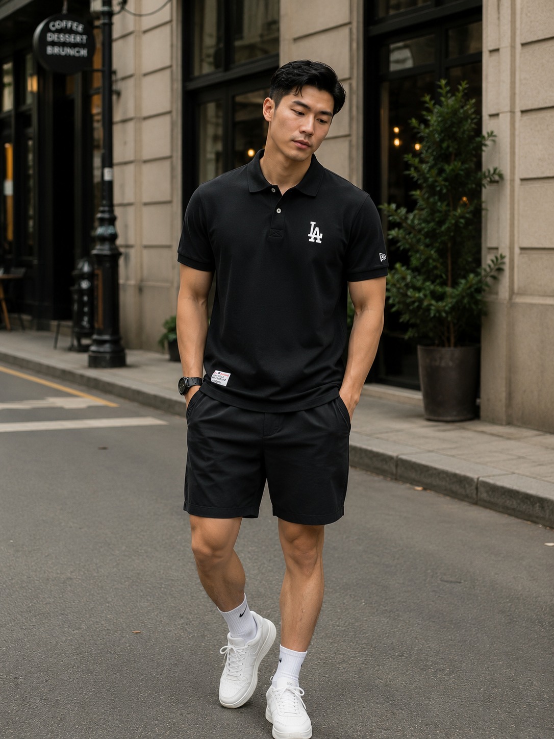 Áo Polo Chính Hãng - New Era LA Dodgers Basic 'Black' - 13280344BLA