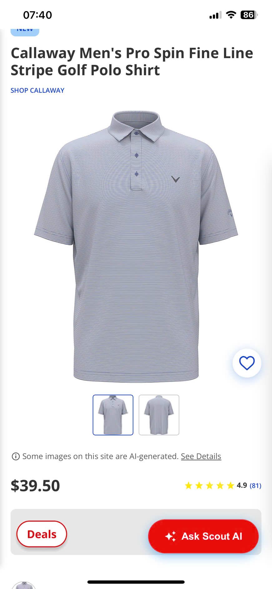 Áo Polo Chính Hãng - Callaway Opti-Dri Performance Heather Micro Stripe Golf - CGKSB0H4RT