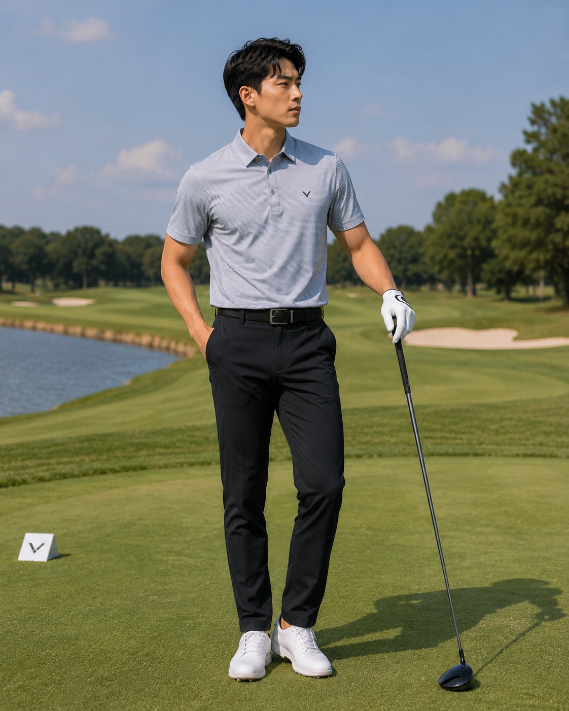 Áo Polo Chính Hãng - Callaway Opti-Dri Performance Heather Micro Stripe Golf - CGKSB0H4RT