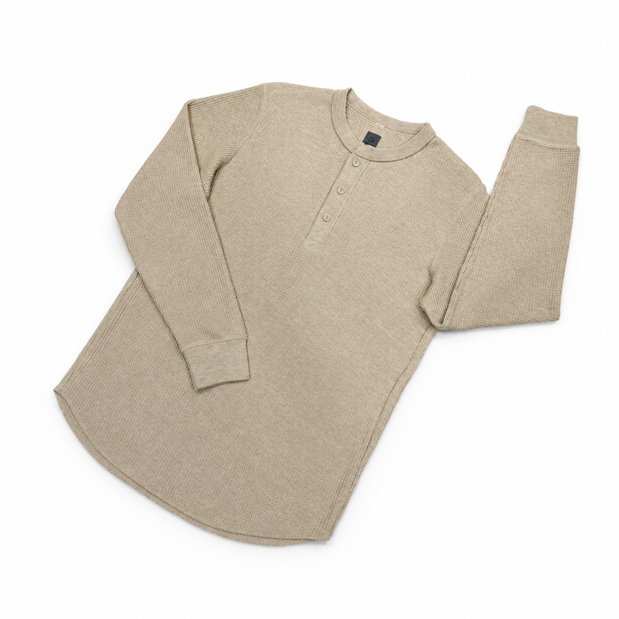 Áo Sweater Chính Hãng - Uniqlo Men's Waffle Henley Neck Long Sleeve Shirt 