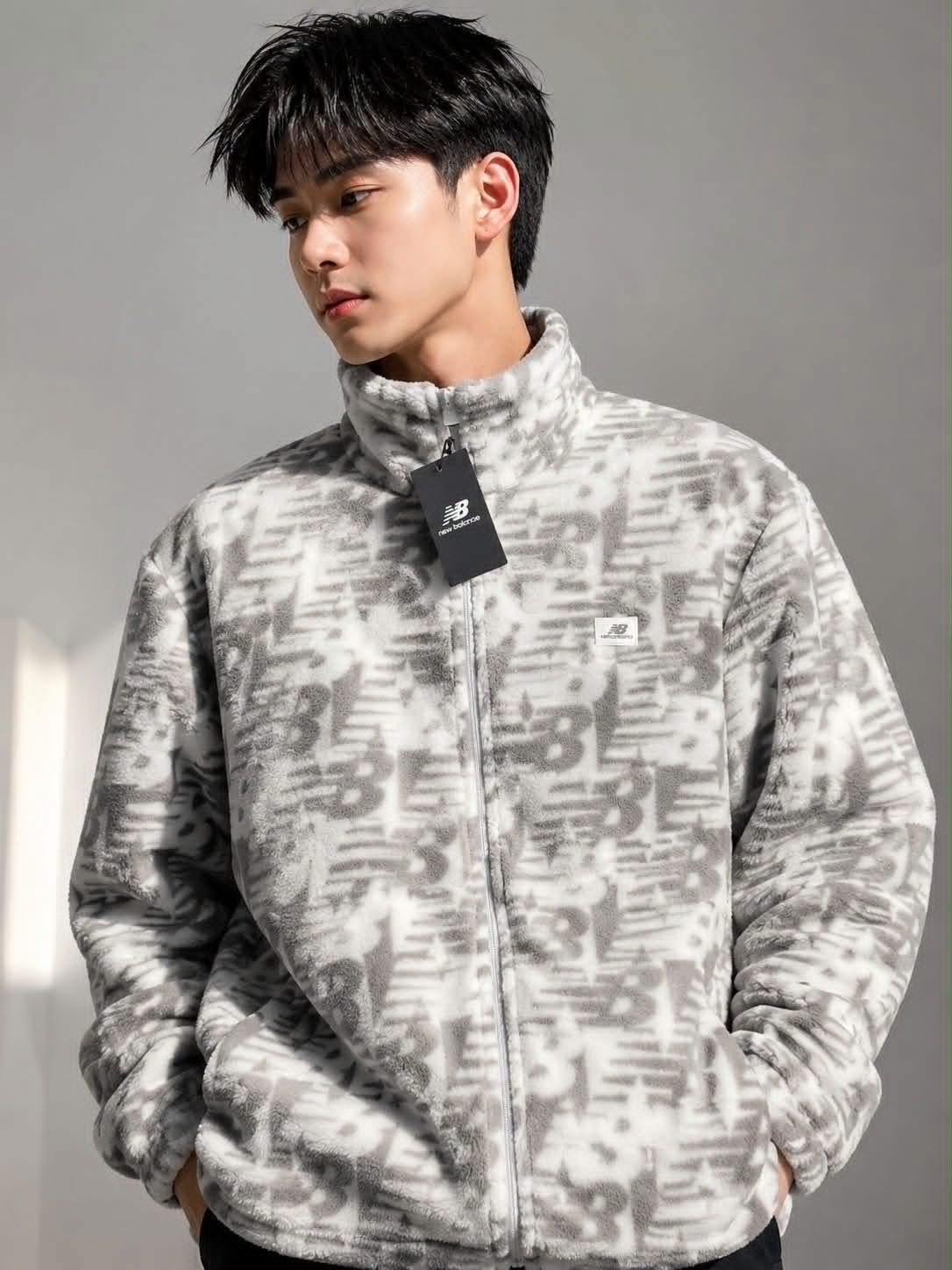 Áo Khoác Chính Hãng - New Blance Men's Monogram Full Zip Fleece Jacket - NBFL2501-GY