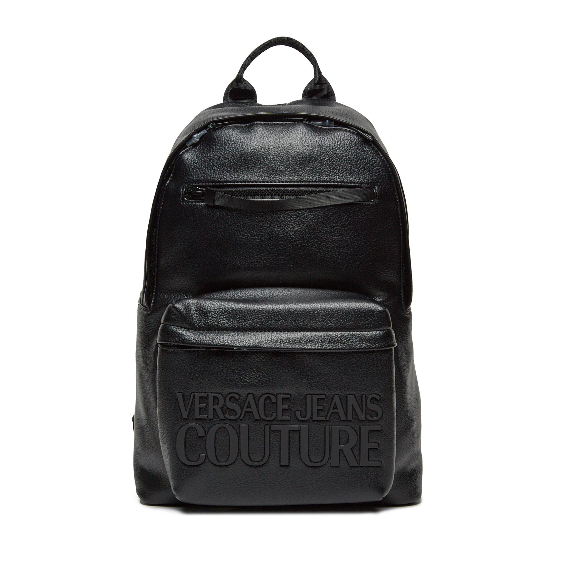 PHỤ KIỆN CHÍNH HÃNG - BALO VERSACE JEANS COUTURE Black backpack with logo plaque in faux leather - 75YA4B70-ZG128