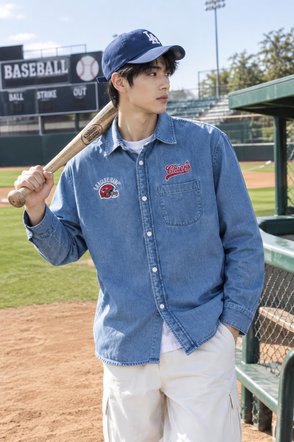 Áo Sơ Mi Chính Hãng - Men's Abercrombie & Fitch Blue Denim Long Sleeve Button-Up Shirt - AFD2047802