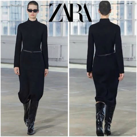Váy Nữ Chính Hãng - ZARA Len Kemerli Triko Elbise Belted Knit Dress - 2893-197-800