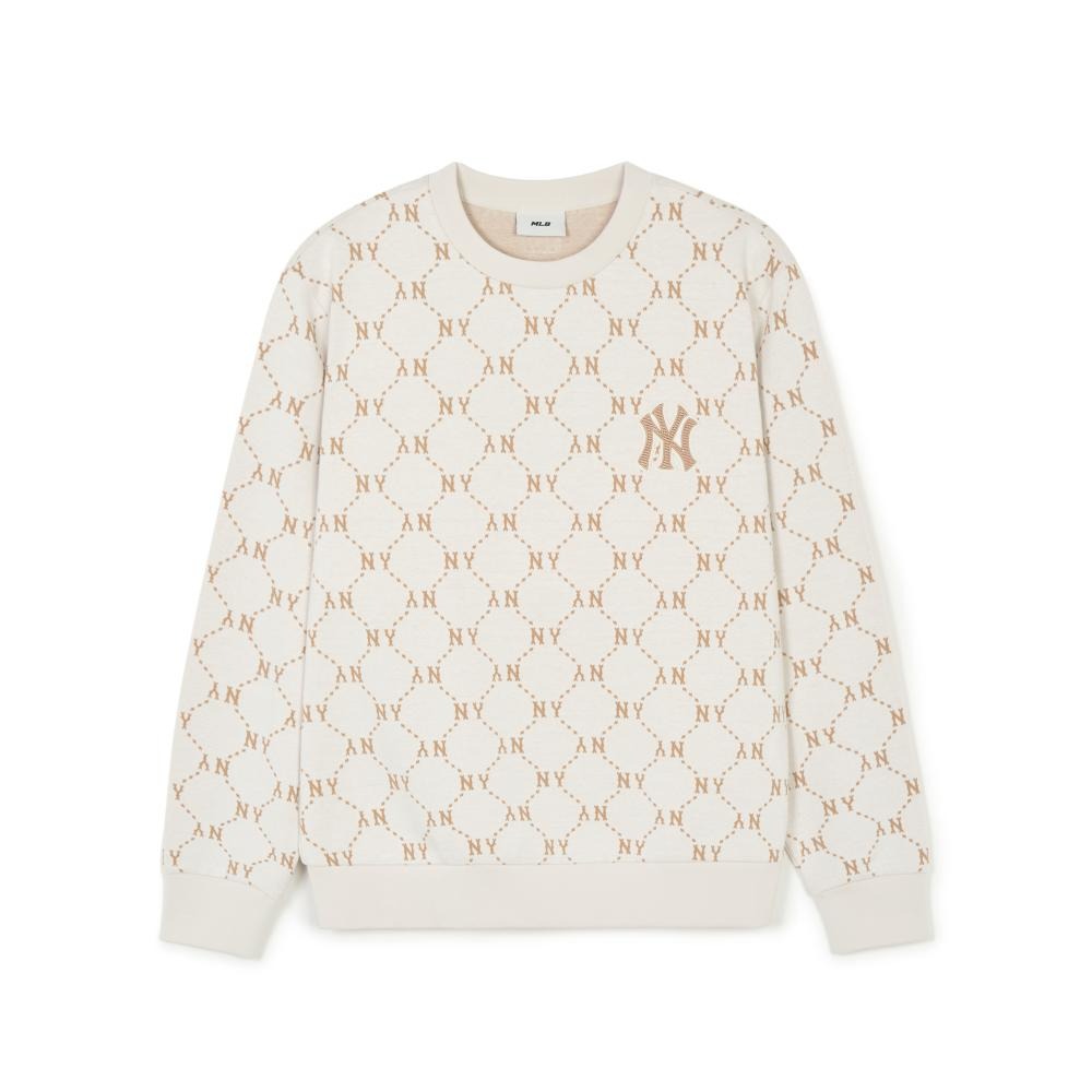 Áo Sweater Chính Hãng - MLB Sweatshirts Jacquard Dia Monogram NY Cream - 3AMTM0141-50CRS