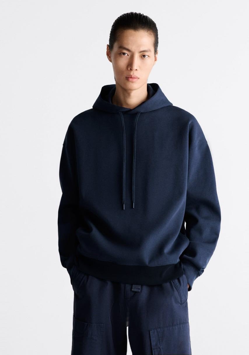 Áo Hoodie Chính Hãng - Zara Men Basic 'Navy/Black' Bo Chun Đen - 0822/15