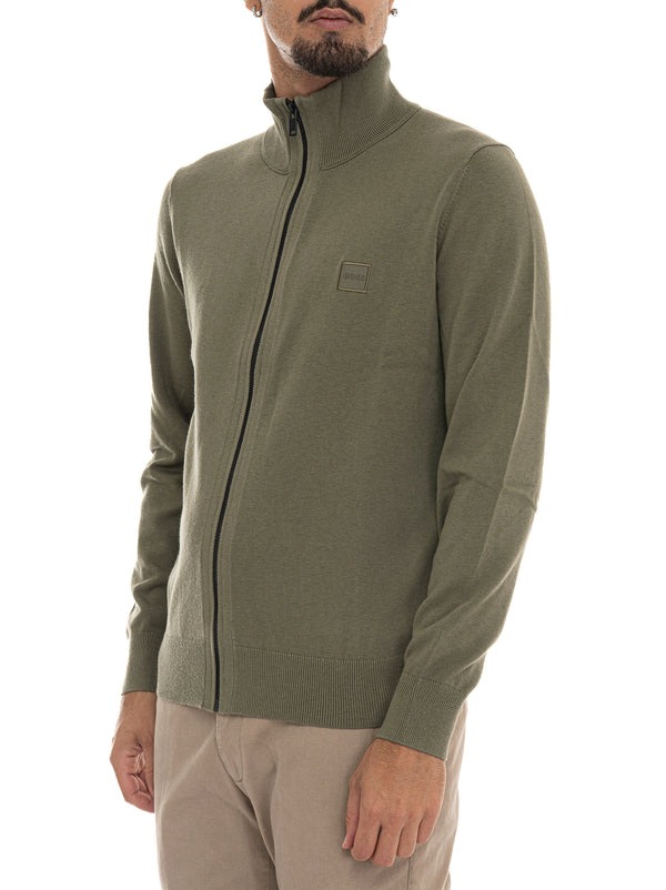 Áo Khoác Chính Hãng - Hugo Boss Zip-up Jacket In Cotton With Logo Badge 