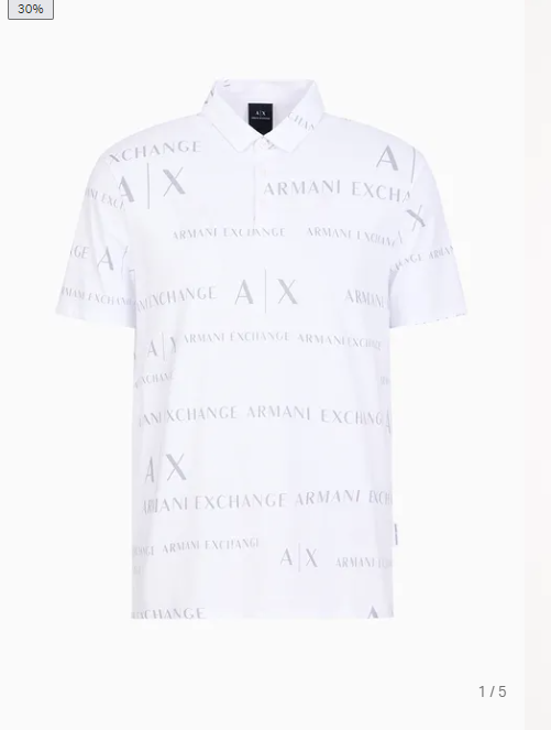 Áo Polo Chính Hãng - ARMANI Polo All Over Logo White - 6RZFFDZJH4Z