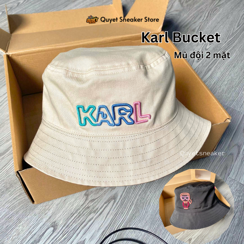 PHỤ KIỆN CHÍNH HÃNG - Mũ Bucket Karl Lagerfeld IKONIK BIARRITZ REVERSIBLE BUCKET HAT - 215W3407