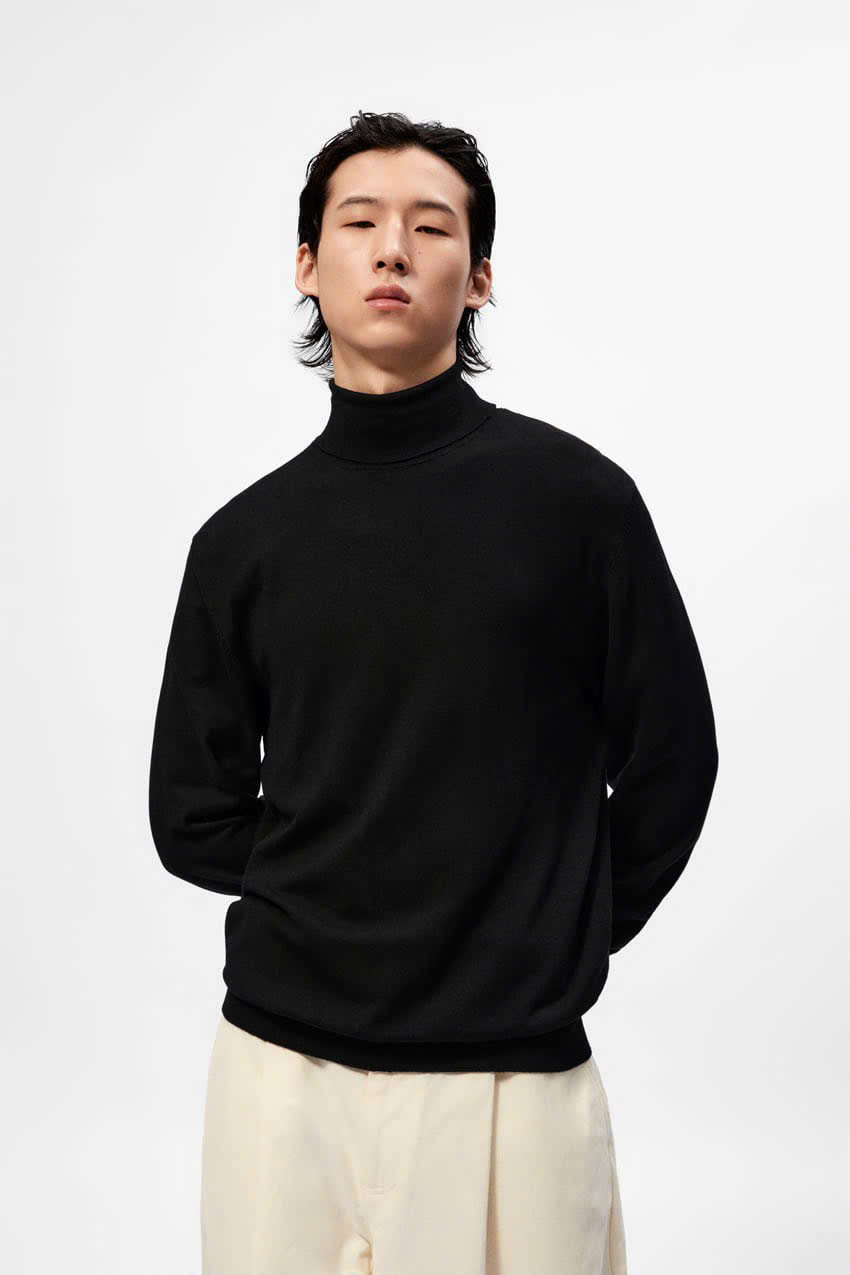 Áo Sweater Chính Hãng - Áo Len Zara Cổ Cao 'Black' - 063230-BLK