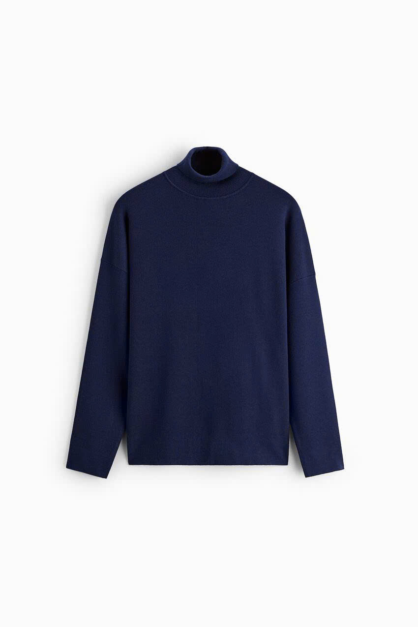 Áo Sweater Chính Hãng - Áo Len Zara Cổ Cao 'Navy' - 063230-NAV