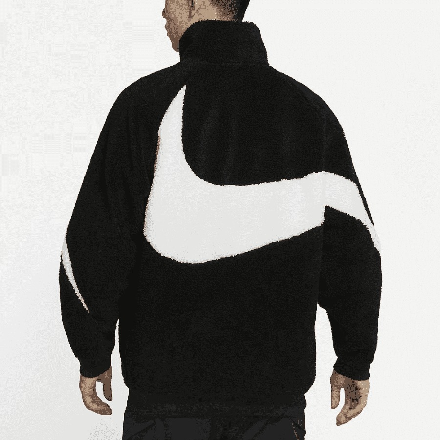 Áo Khoác Lông/Gió 2 Mặt Chính Hãng - Nike Sportswear Swoosh Black/White - BQ6546-011