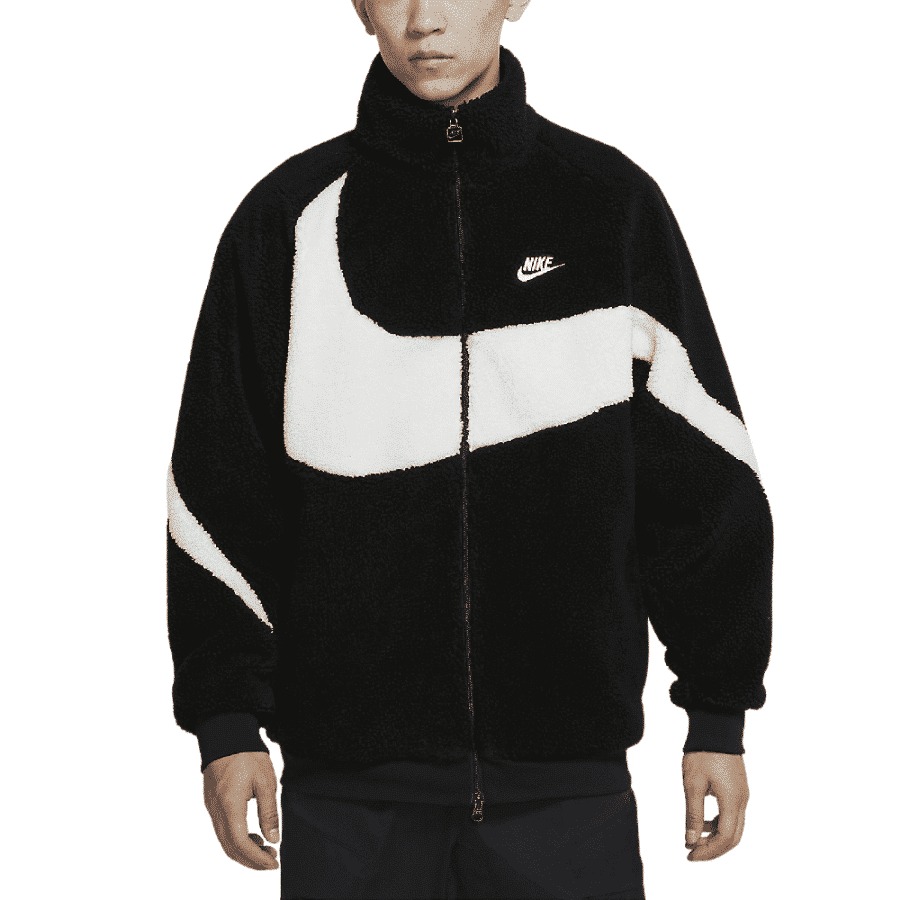 Áo Khoác Lông/Gió 2 Mặt Chính Hãng - Nike Sportswear Swoosh Black/White - BQ6546-011
