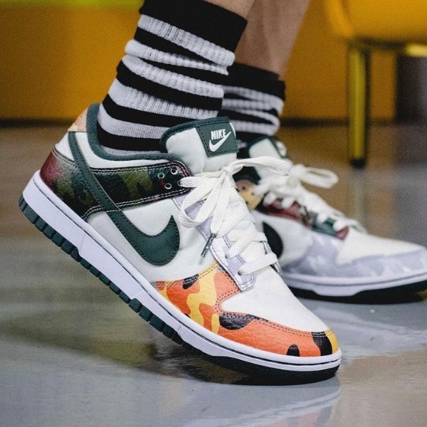 Giày Casual Chính Hãng - Nike Dunk Low SE GS 'Sail Multi Camo' - DB1909-100
