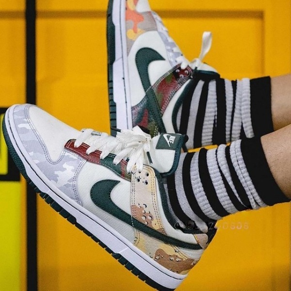 Giày Casual Chính Hãng - Nike Dunk Low SE GS 'Sail Multi Camo' - DB1909-100