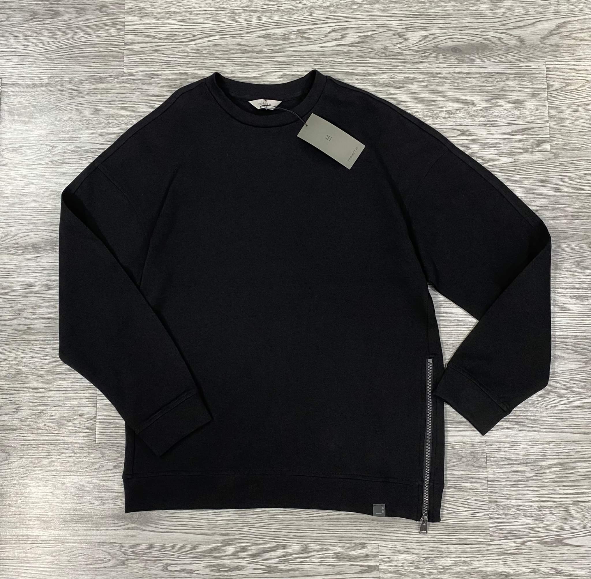 Áo Sweatshirts Chính Hãng - Project M Khóa Sườn 'Black' - EPB3-BK