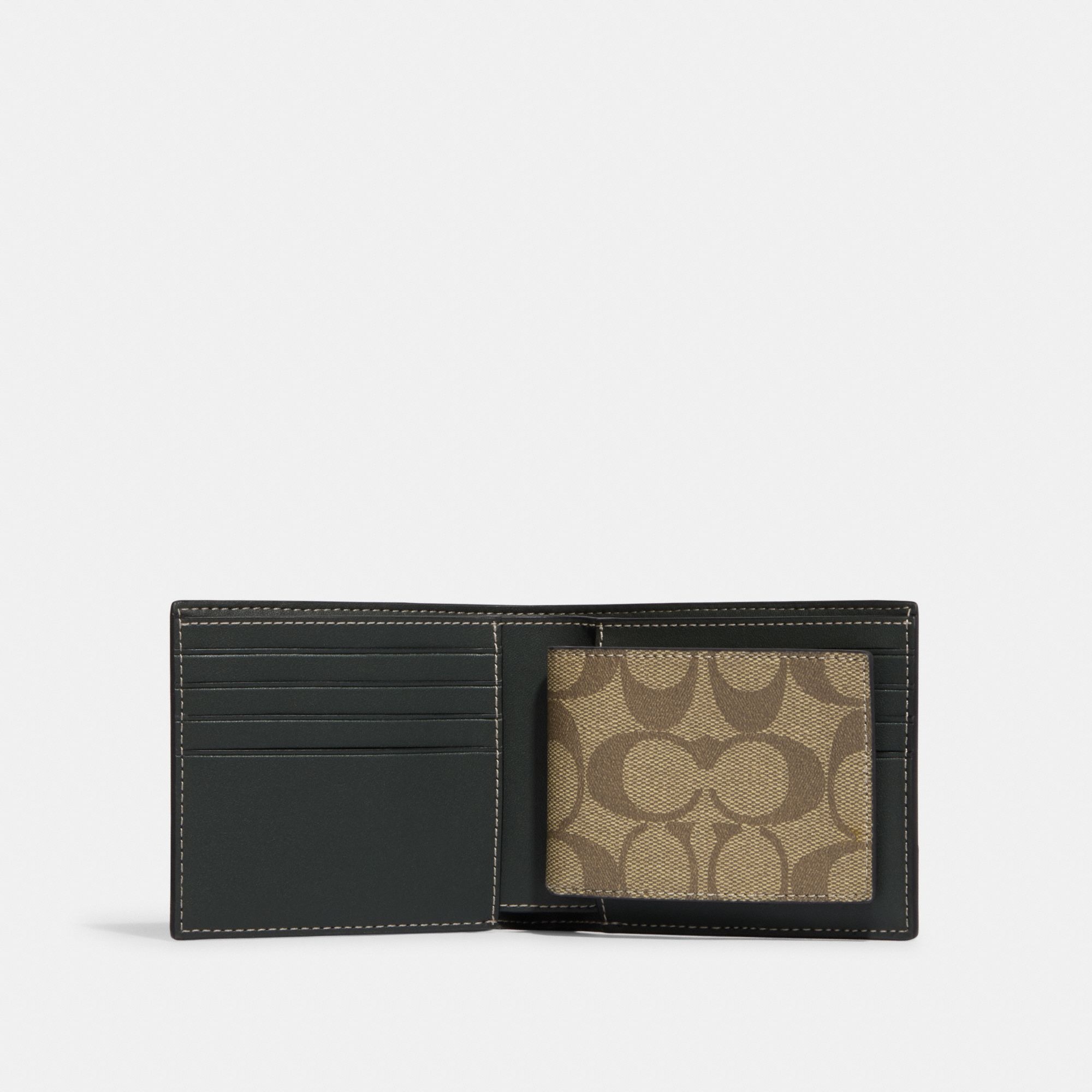 Phụ Kiện Chính Hãng - Ví Coach 3 In 1 Wallet In Signature Canvas With Varsity Motif 'Khaki' - VC36
