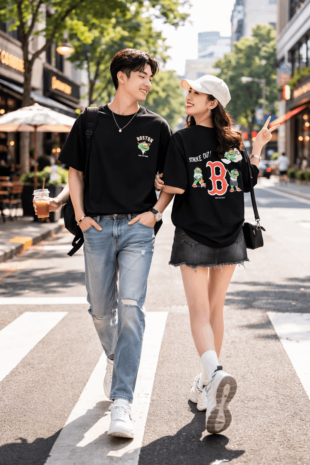 Áo Thể Thao Hè - Áo Thun Nam Nữ New Era x MLB Sleeves Clouds Bosred BLK T-Shirts 