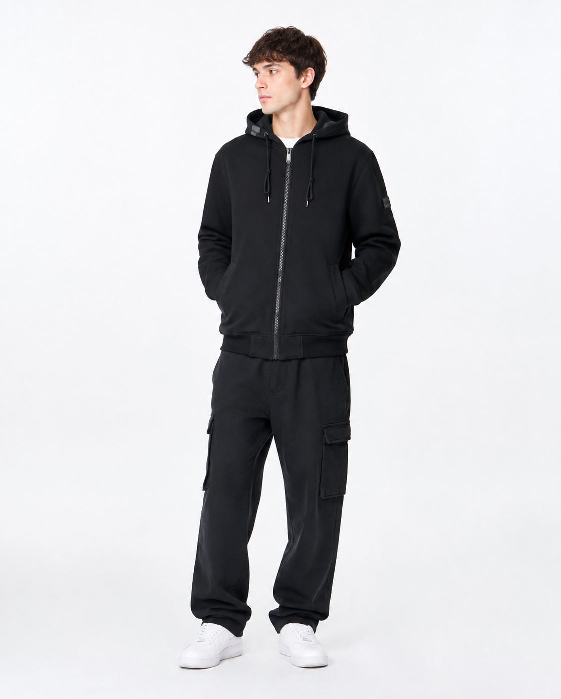 Áo Khoác Chính Hãng - Áo Khoác Lông Michael Kors Black Logo Vuông - MC69223