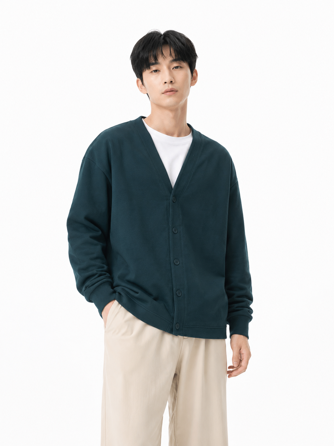 Áo Nam Chính hãng - Muji M's Double knitted V neck 