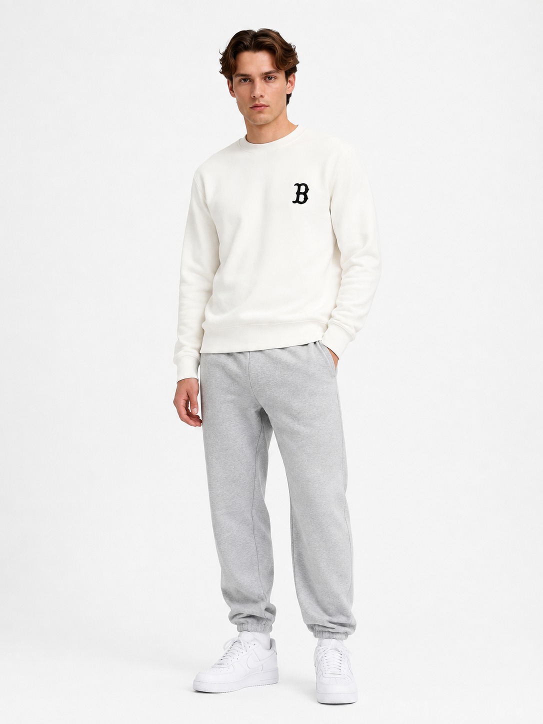 Áo Sweater Chính Hãng - Áo MLB Unisex Bosston 'White' - 3AMTM-100