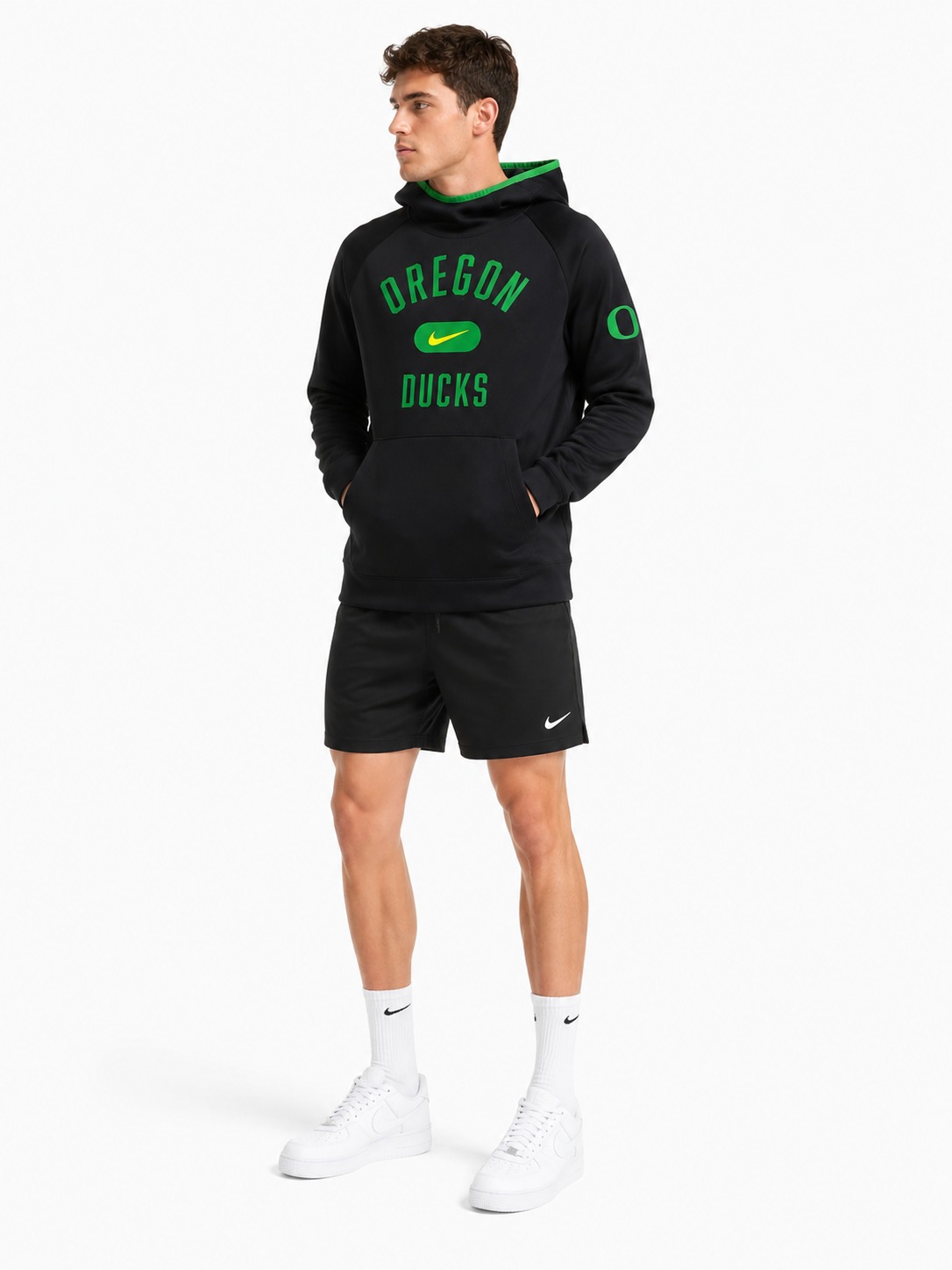 Áo Hoodie Chính Hãng - Nike Men’s Heathered Oregon Ducks Logo Basketball Spotlight 