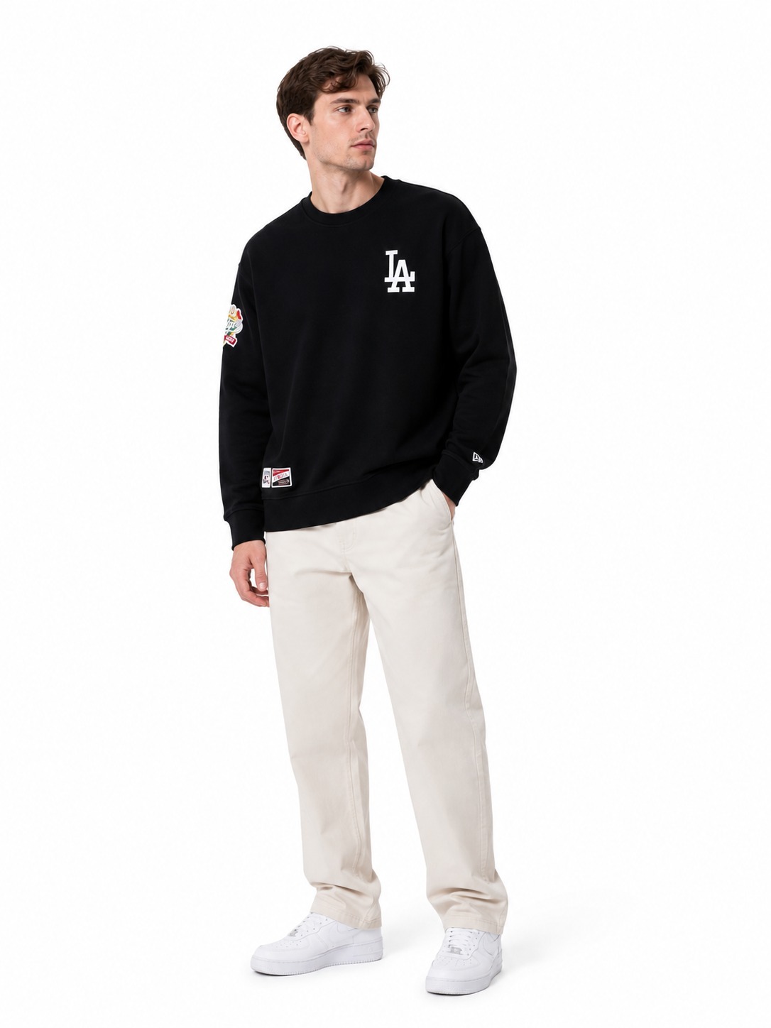 Áo Sweater Chính Hãng - Áo Nỉ Sweater New Era x MLB LA Dodgers Logo 'Black' - 13546468