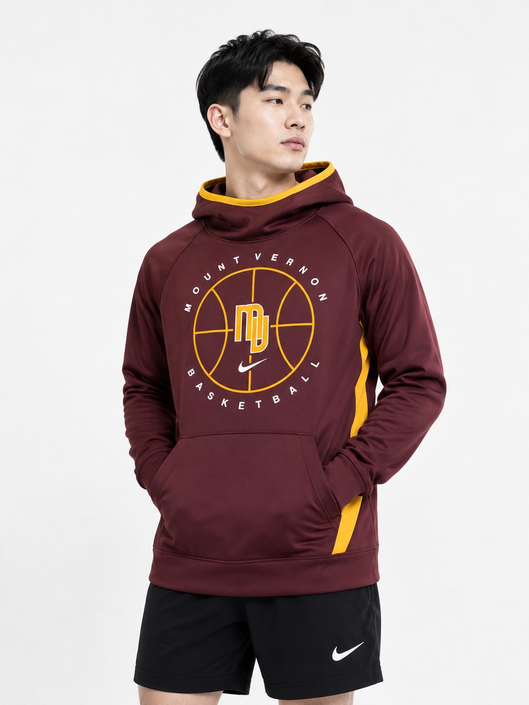 Áo Hoodie Chính Hãng - Nike Mountvernon Basketball NBA Đỏ Mận - HMUB-052