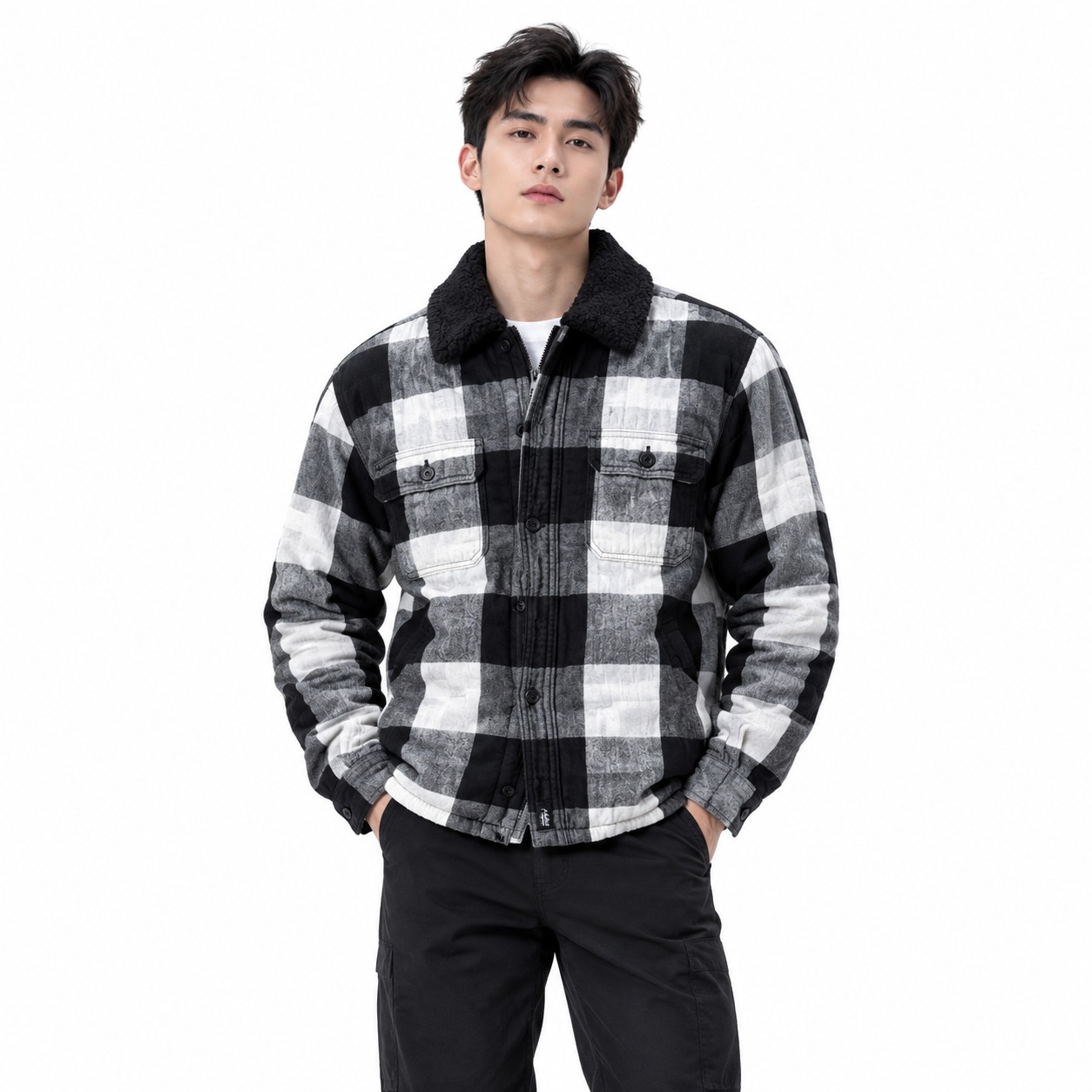 Áo Khoác Chính Hãng - Hollister Sherpa-Lined Flannel Shirt Jacket - HOLIS01