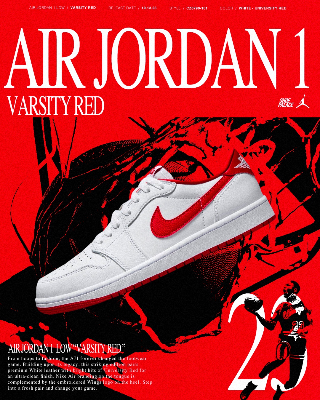 GIÀY CASUAL CHÍNH HÃNG - Nike Air Jordan 1 Low OG White/University Red - CZ0790-161