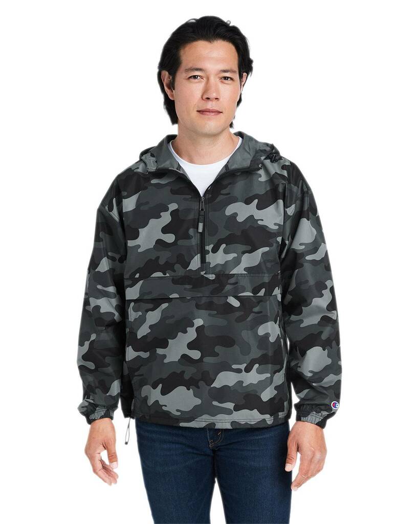 Áo Hoodie Gió Dù Champion Adult Packable Anorak 1/4 Zip Jacket - CO200-Camo Black