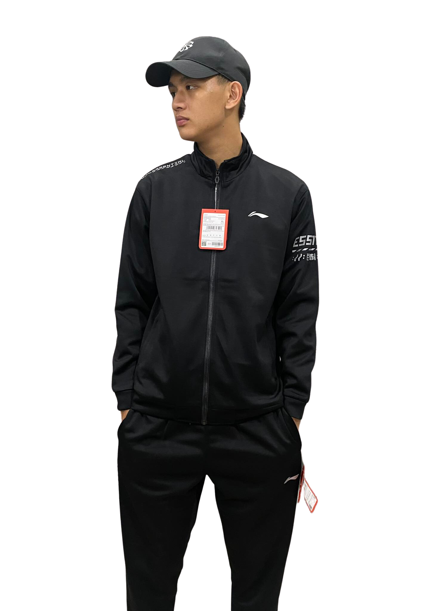 Bộ Thể Thao Chính Hãng - Li-Ning TrackSuit Training Essentials Black/Grey Không Mũ - HL2-011