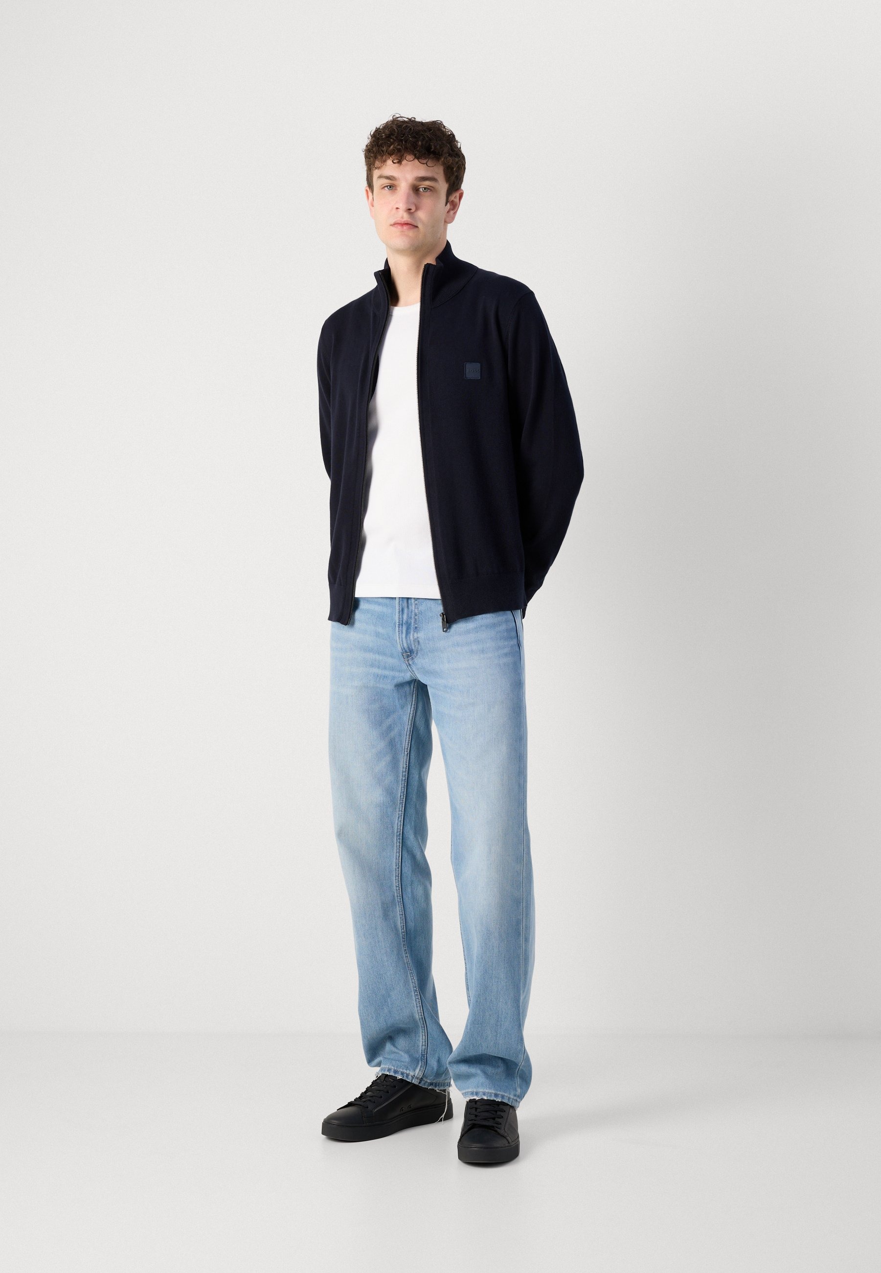 Áo Khoác Chính Hãng - Hugo Boss Zip-up Jacket In Cotton With Logo Badge 
