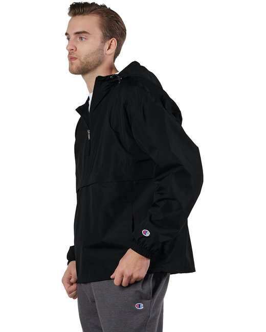 ÁO HOODIE - Champion Adult Packable Anorak 1/4 Zip Jacket - CO200-Black