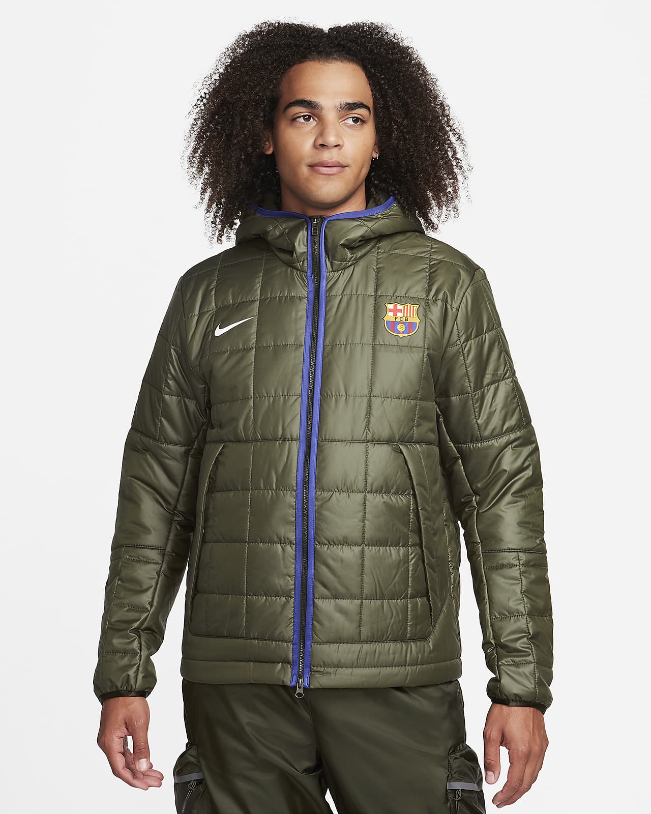 ÁO KHOÁC CHÍNH HÃNG - Nike FC Barcelona Synthetic Fill Hoodie Sports Jacket Green - DV5551-355