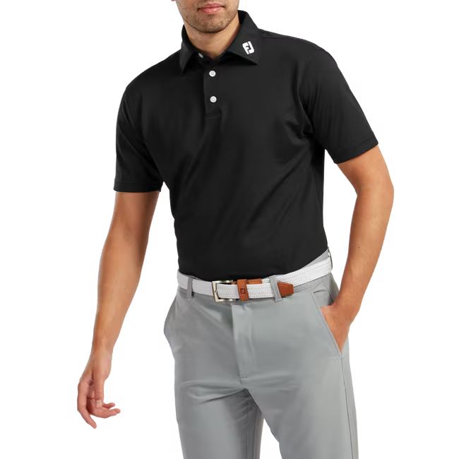 Áo Polo Chính Hãng - FootJoy Men's Stretch Pique Solid Colour Golf 'Black' - 91822-01