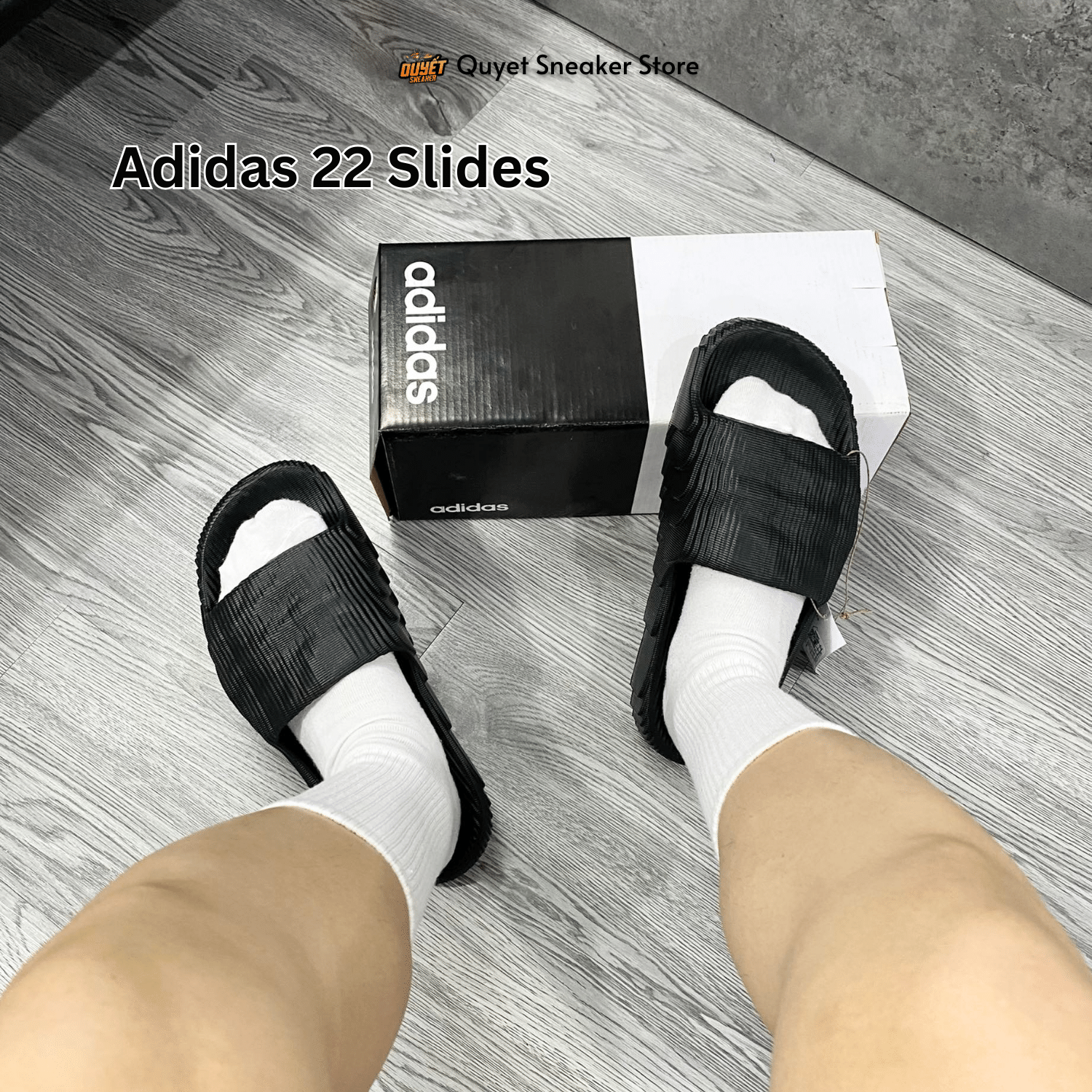 Dép Chính Hãng - Adidas Adilette 22 Slides 'Black'- ID4925
