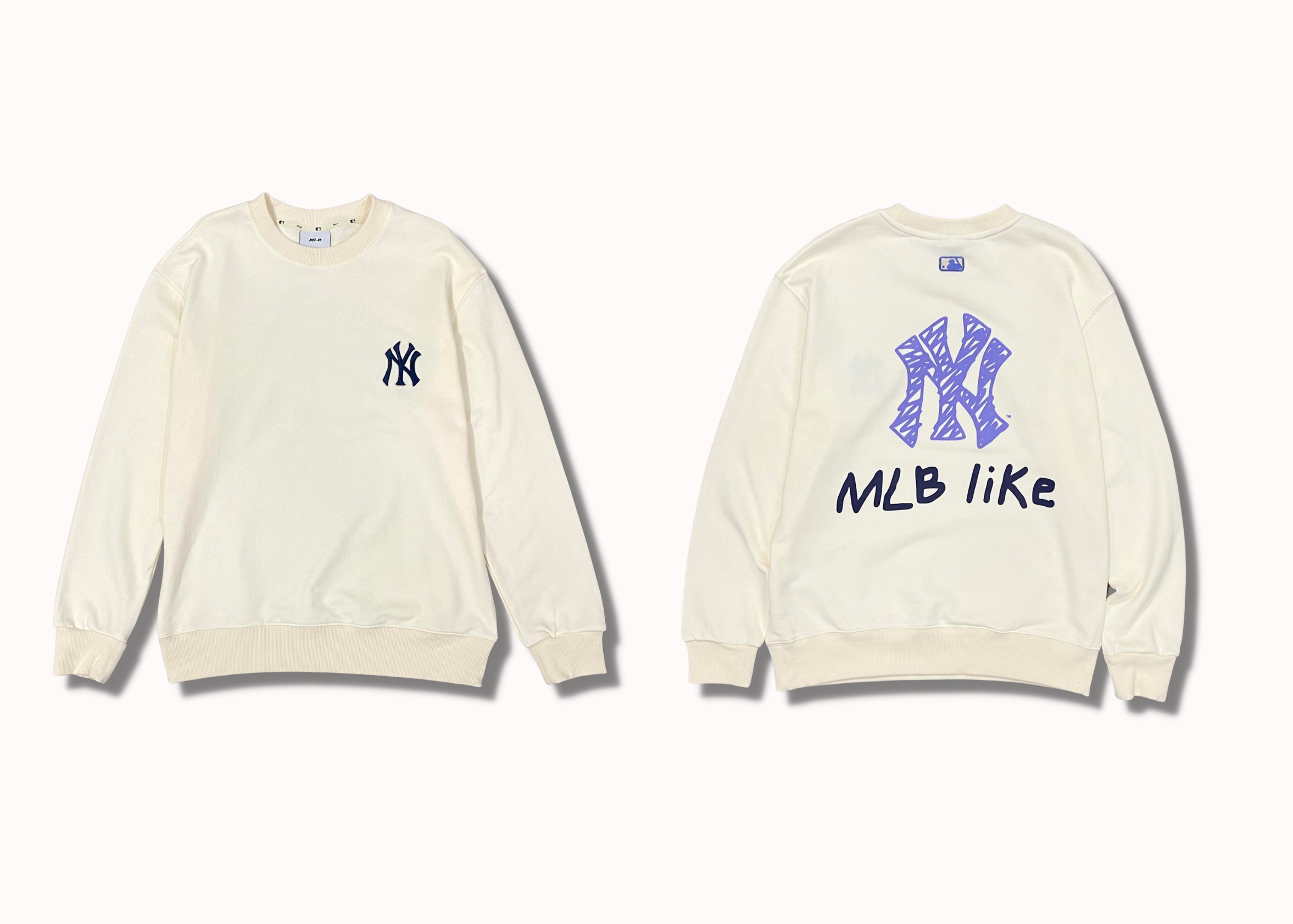 MLB SWEATER MONOGRAM DIAMOND GRADIENT BAG BIG LOGO OVERFIT NEW YORK YANKEES   HOGO YANG STORE